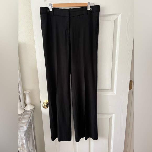 WHBM Wide Leg Black Pants with Pinstripes in size 8 Regular Dress Pant Trouser - Picture 1 of 7
